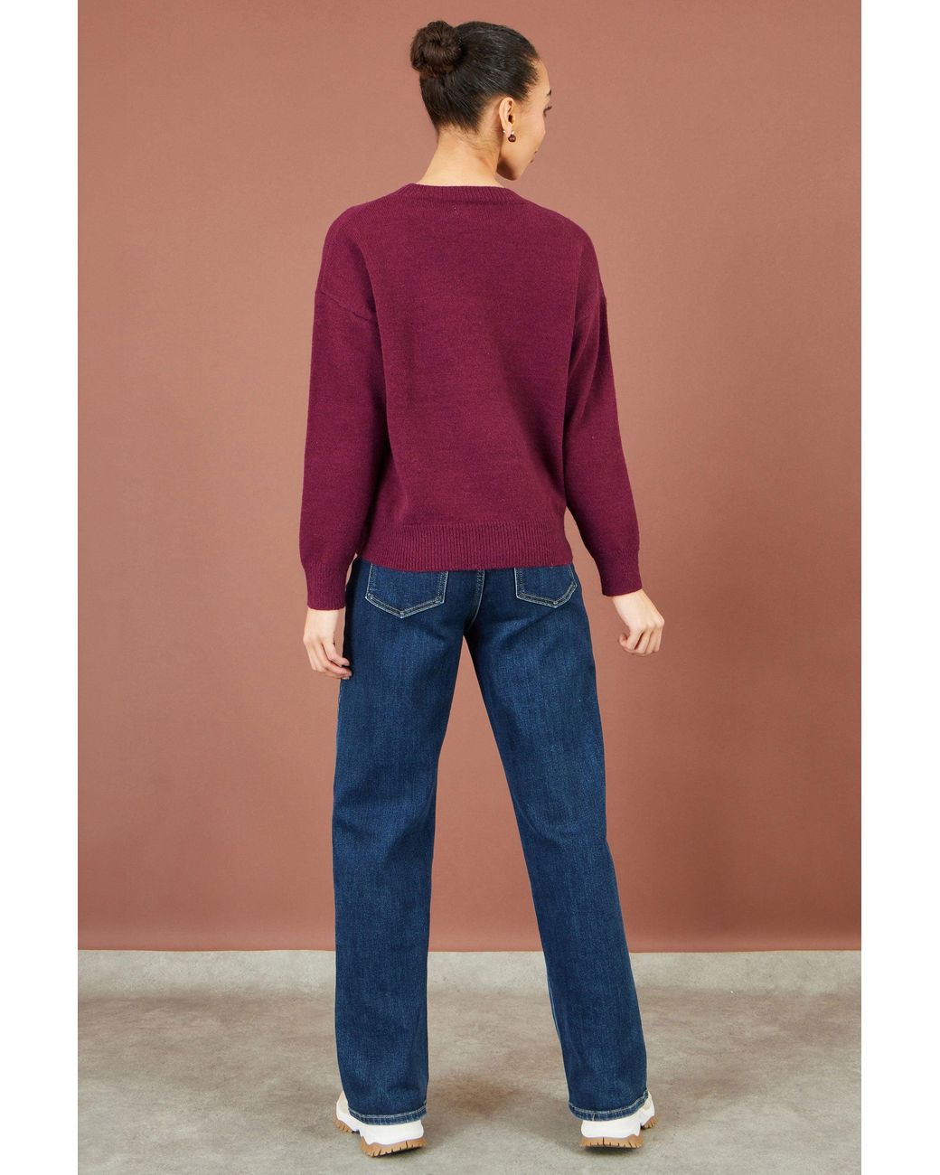 Yumi' Purple Teddy Bear Relaxed Jumper