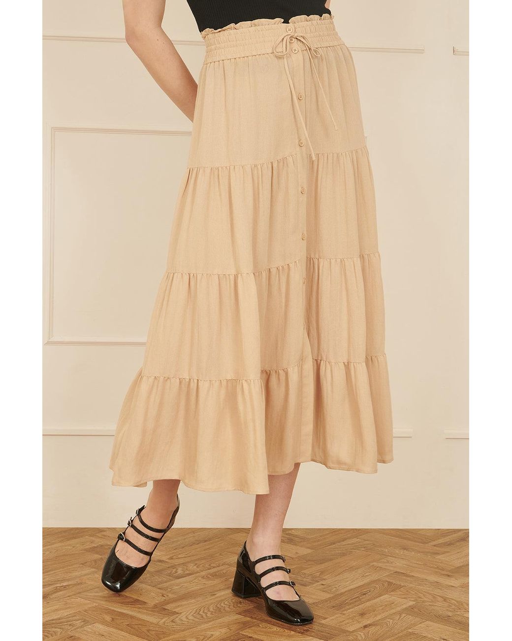 Yumi' Natural Midi Boho Skirt