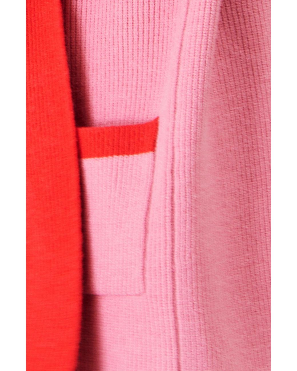 Yumi' Red Contrast Knitted Cardigan