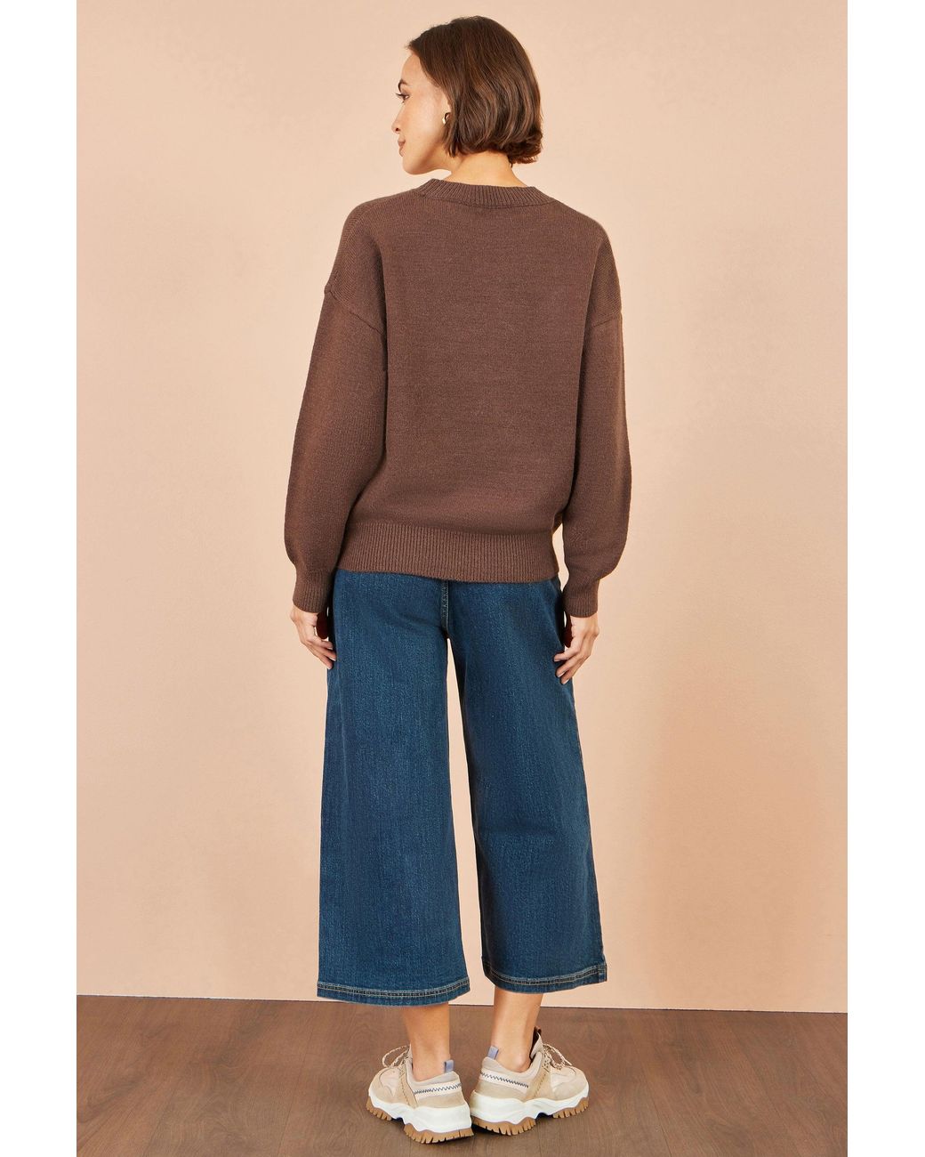 Yumi' Brown Teddy Bear Relaxed Jumper
