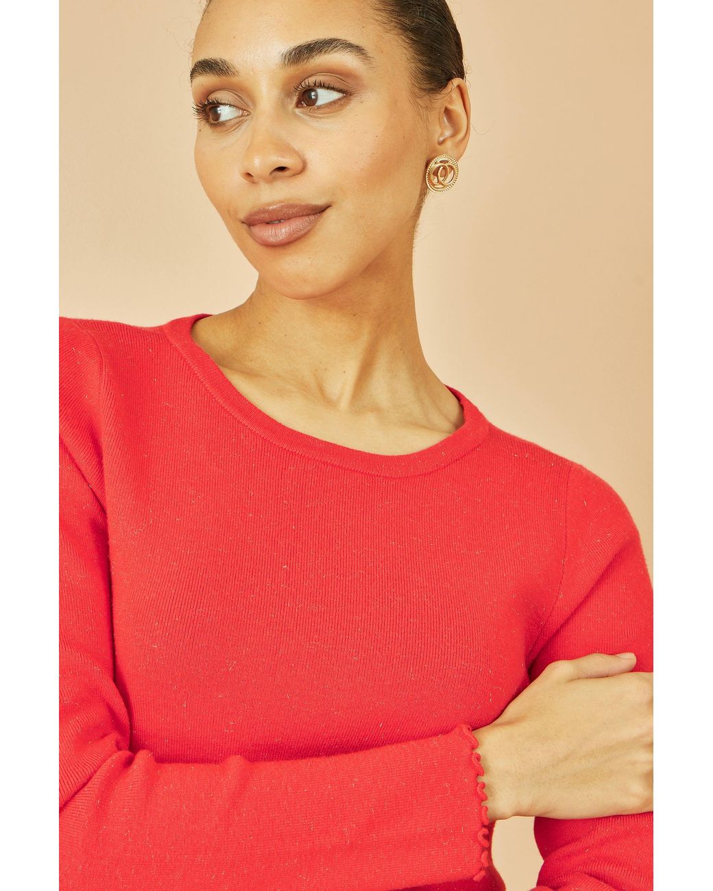 Yumi' Red Sparkle Knit Jumper