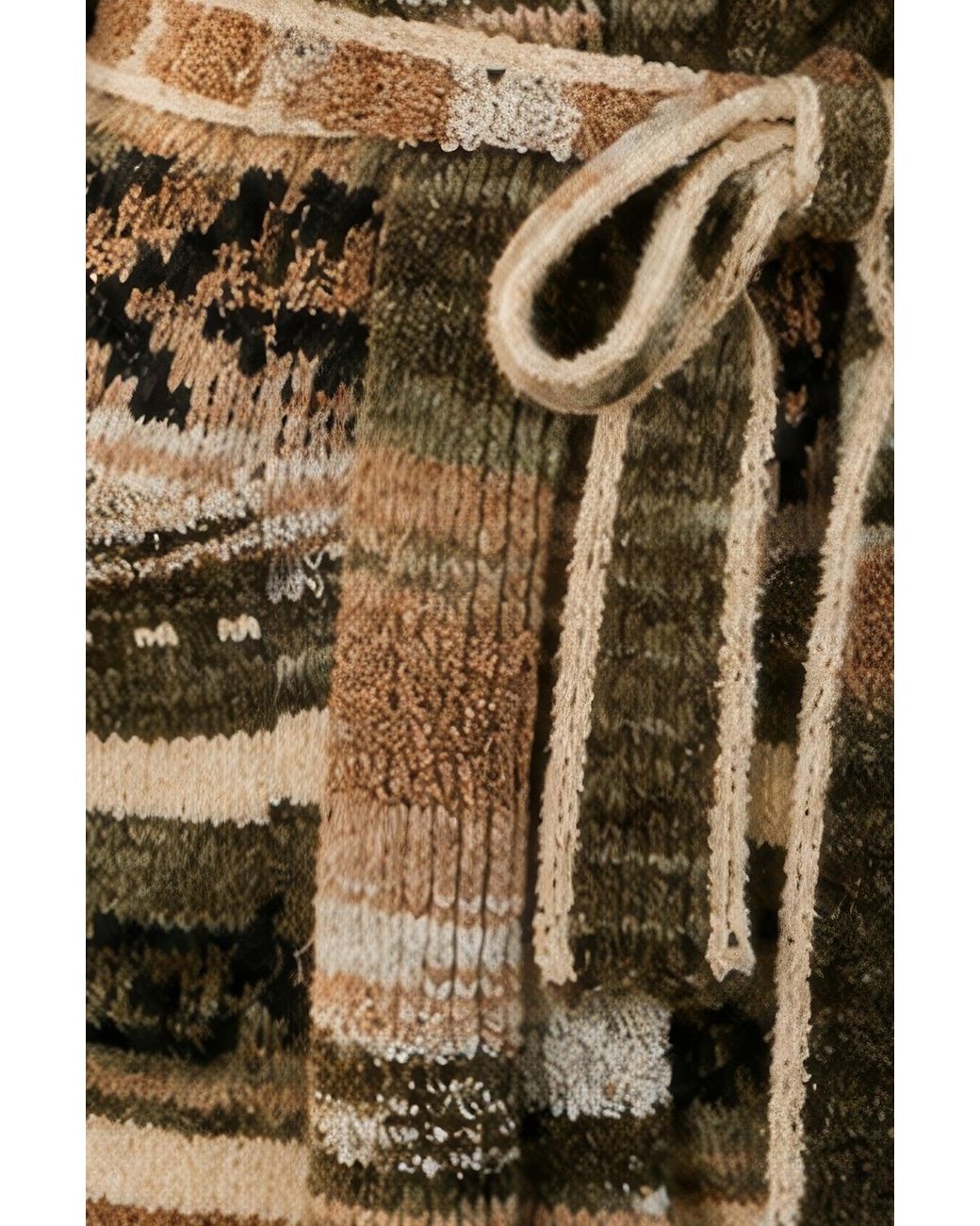 Yumi' Brown Stripe Fairisle Soft Wrap Cardigan