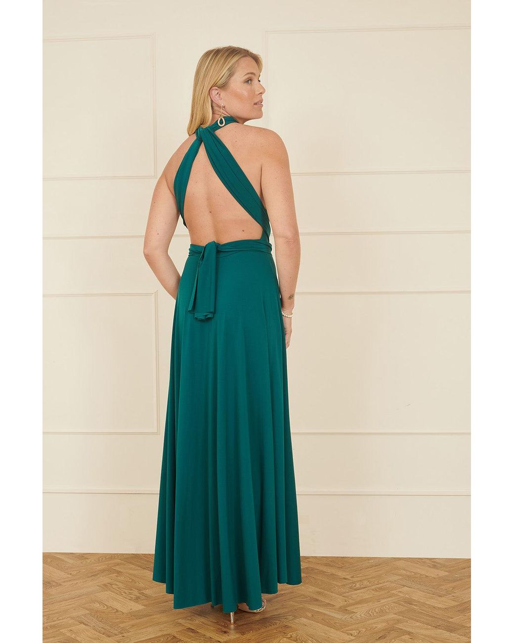 Yumi' Green Jersey Stretch Multiway Midi Dress