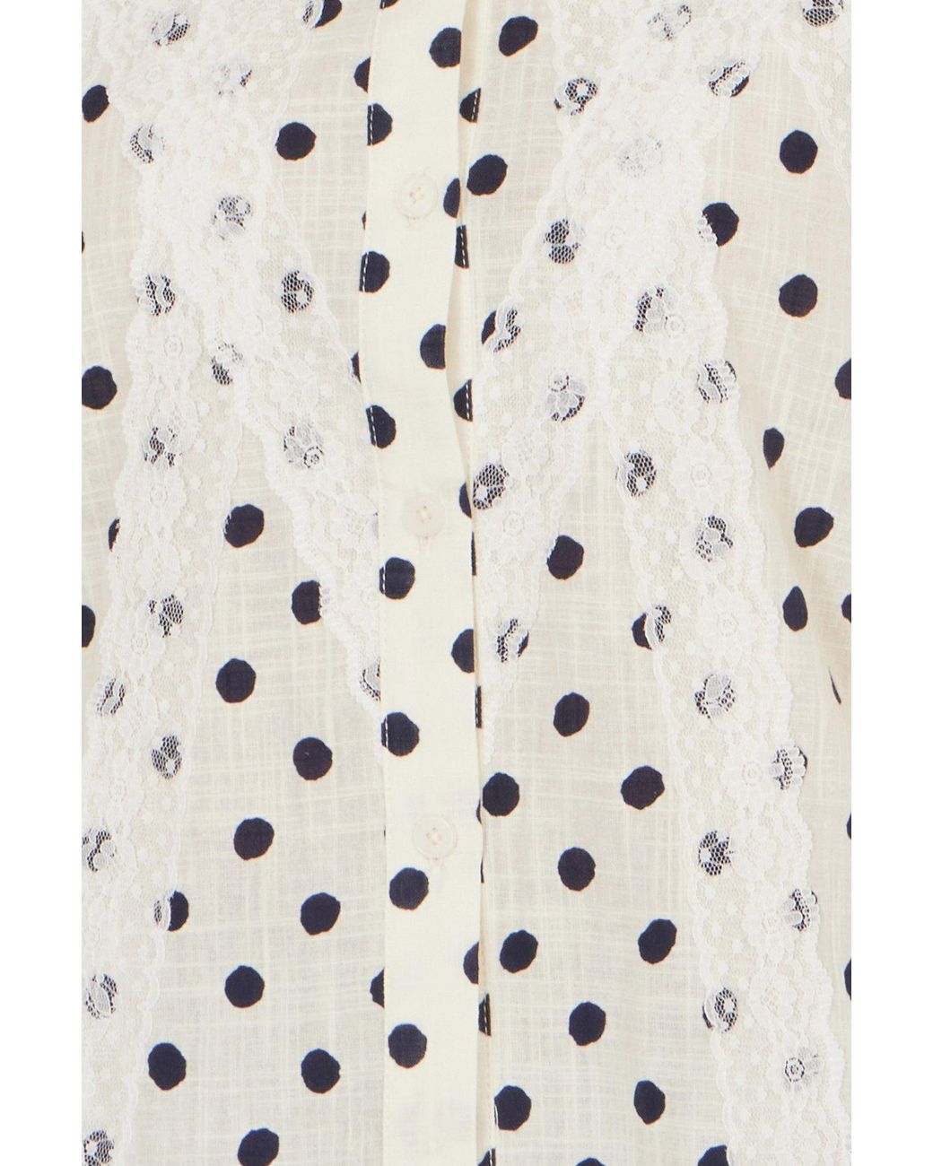 Yumi' White Polka Dot Lace Boxy Shirt