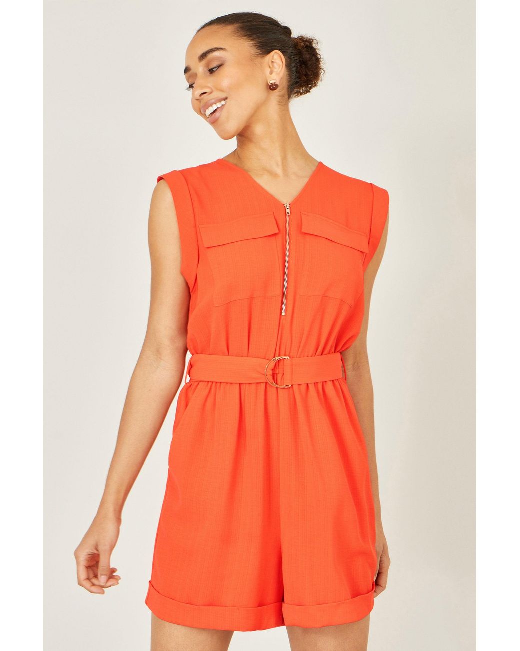 Yumi' Orange Utility Style Playsuit