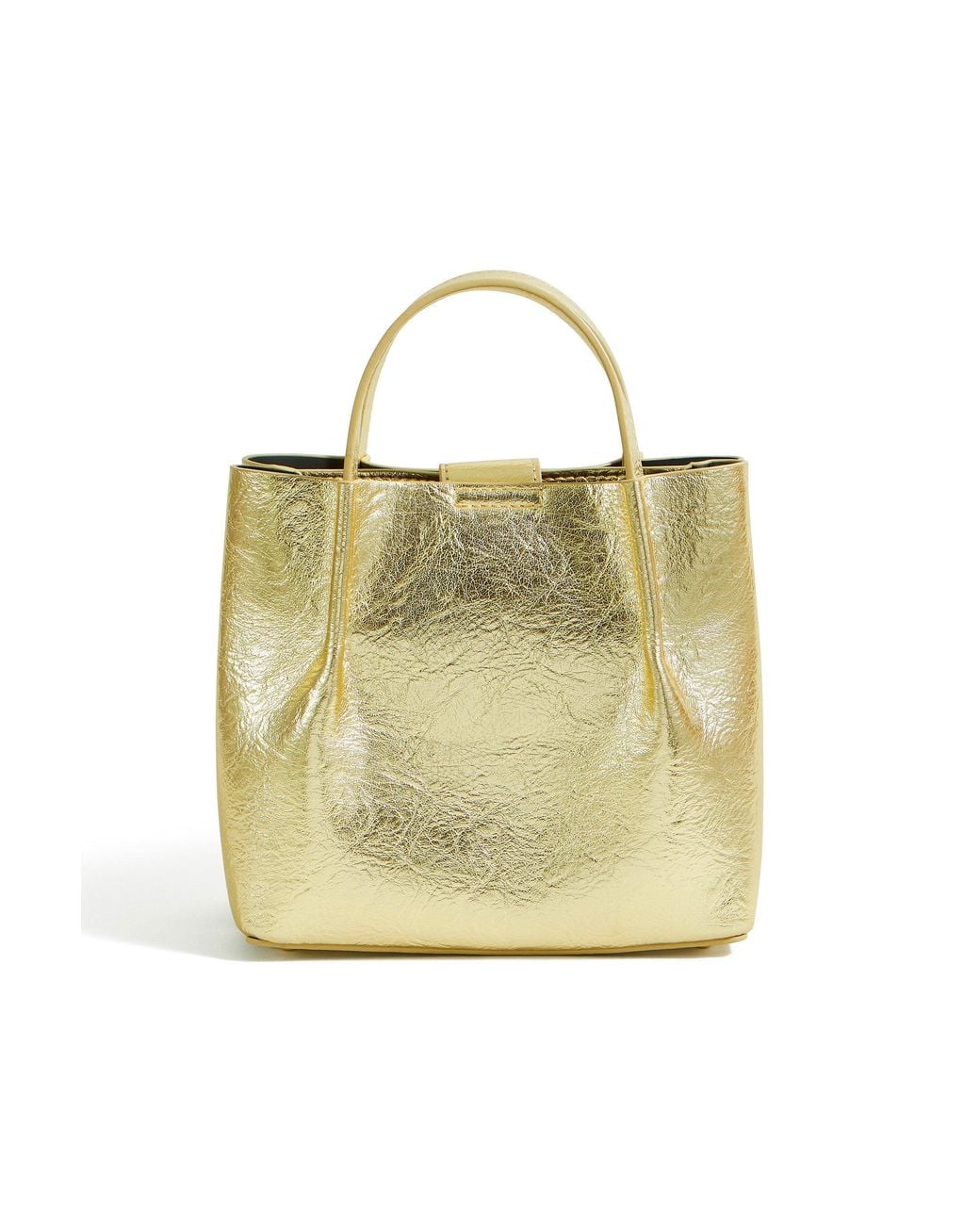 Yumi' Orange Metallic Small Tote Bag