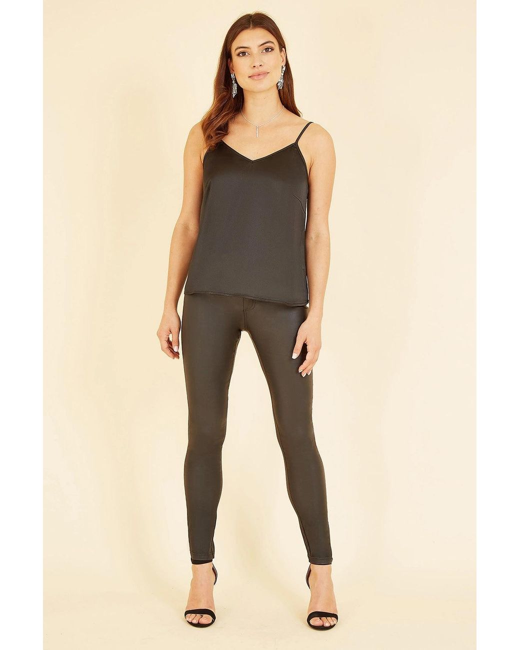Yumi' Black Satin Cami Top
