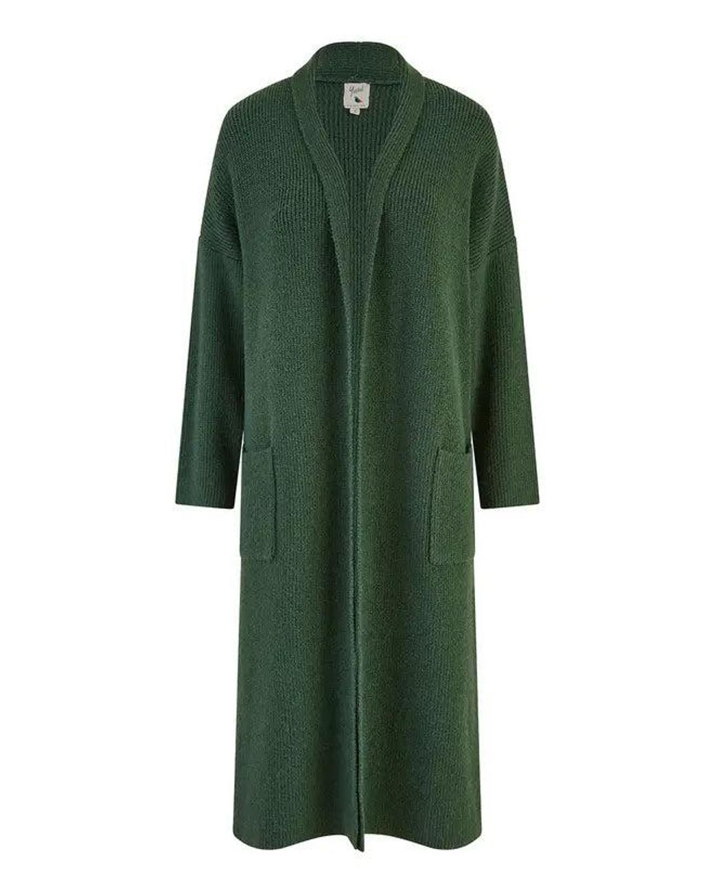 Yumi' Green Knitted Maxi Cardigan With Pockets