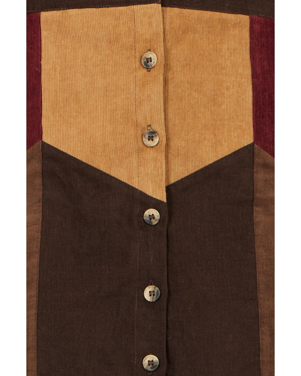 Yumi' Natural Multicolour Patchwork Cord Mini Skirt