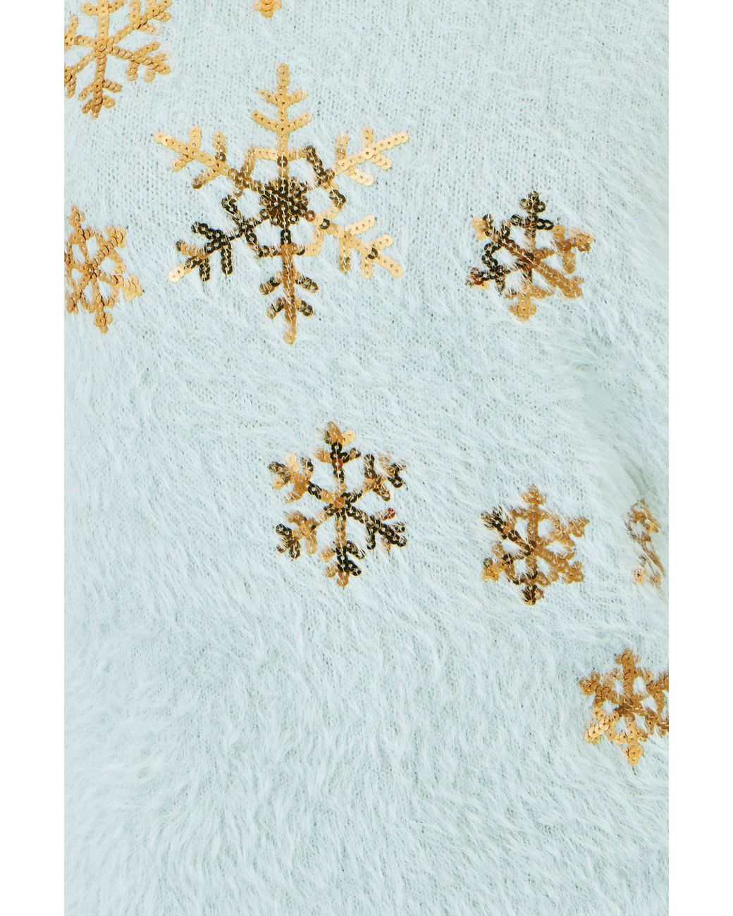 Yumi' Blue Mint Sequin Snowflake Fluffy Jumper