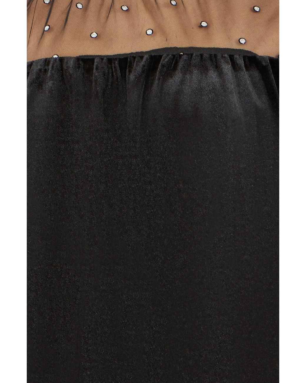 Yumi' Black Velvet Mesh Embellished Top