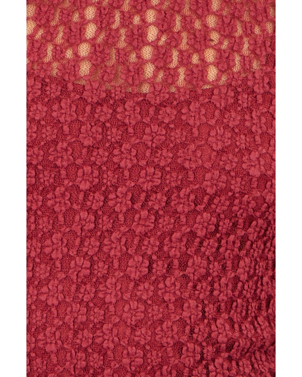 Yumi' Red High Neck Lace Midi Dress