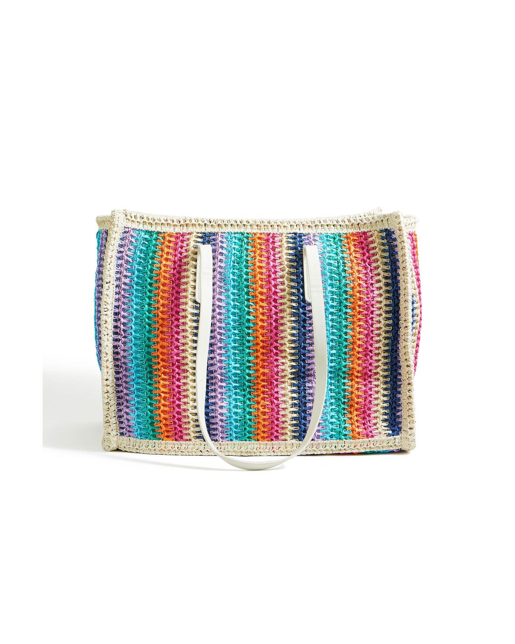 Yumi' Green Multicolour Stripe Natural Shoulder Bag