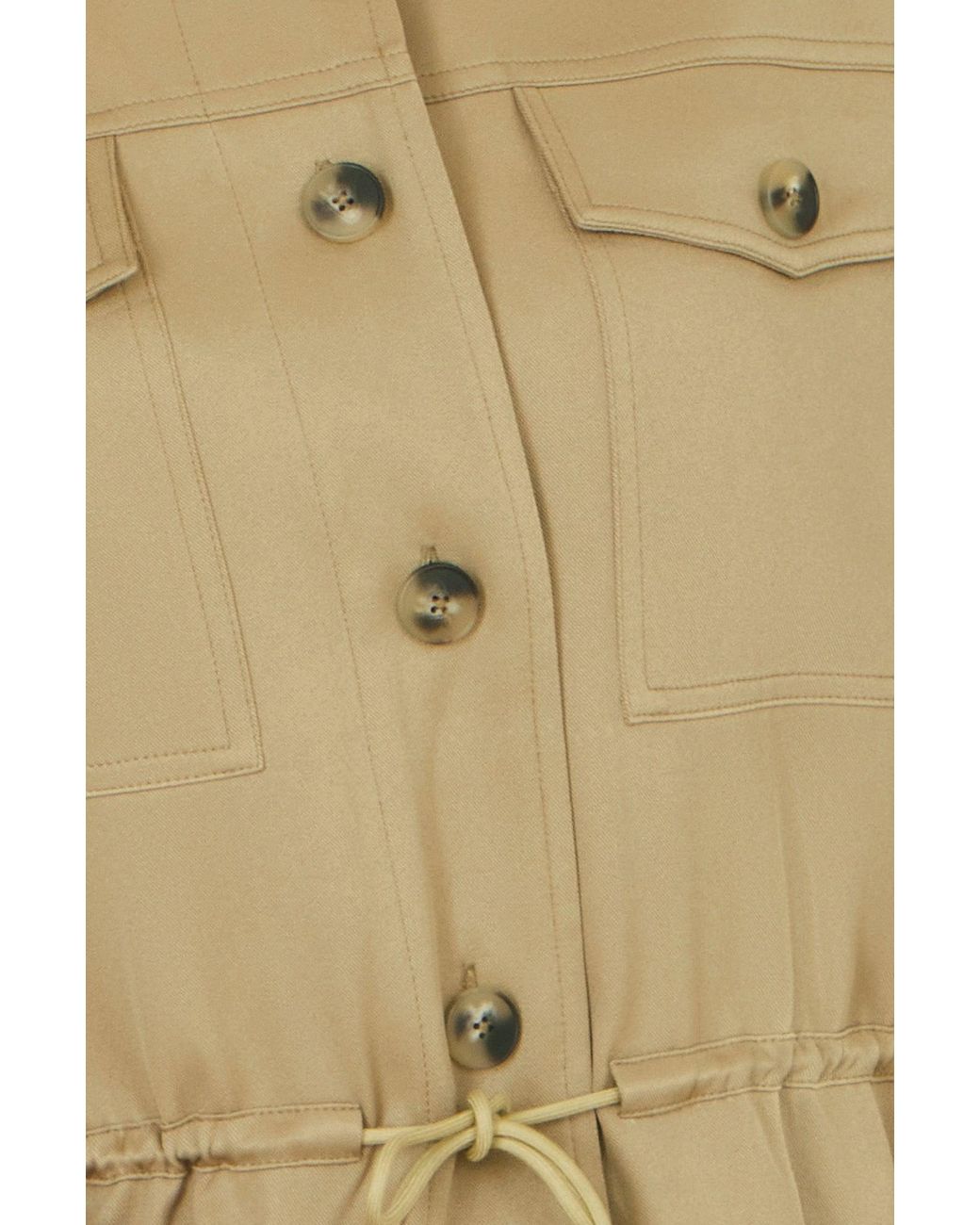Yumi' Natural Utility Jacket With Drawstring Waist And Stripe Lining