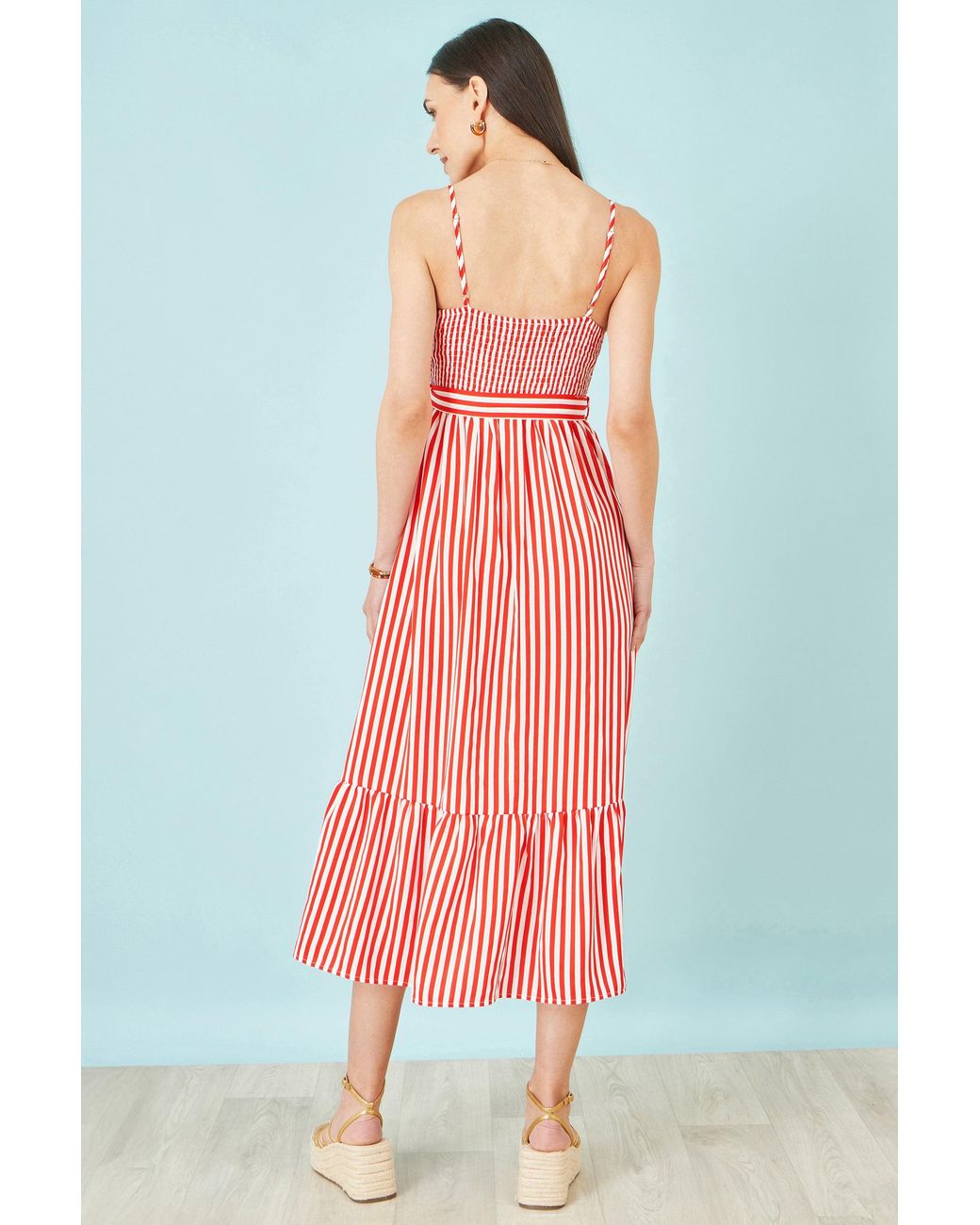 Yumi' Red Stripe Midi Sun Dress