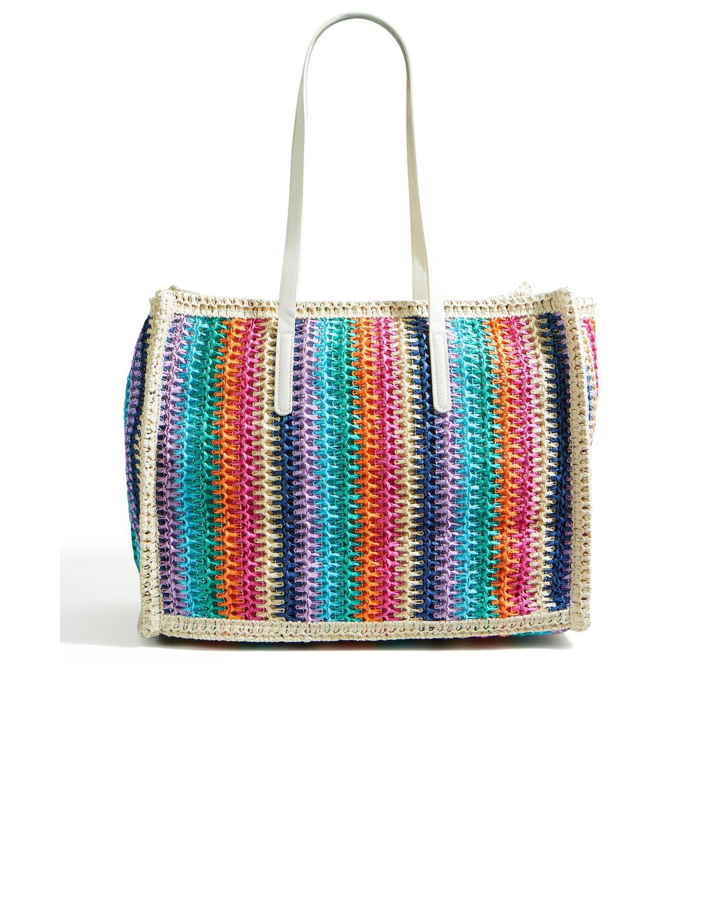 Yumi' Green Multicolour Stripe Natural Shoulder Bag