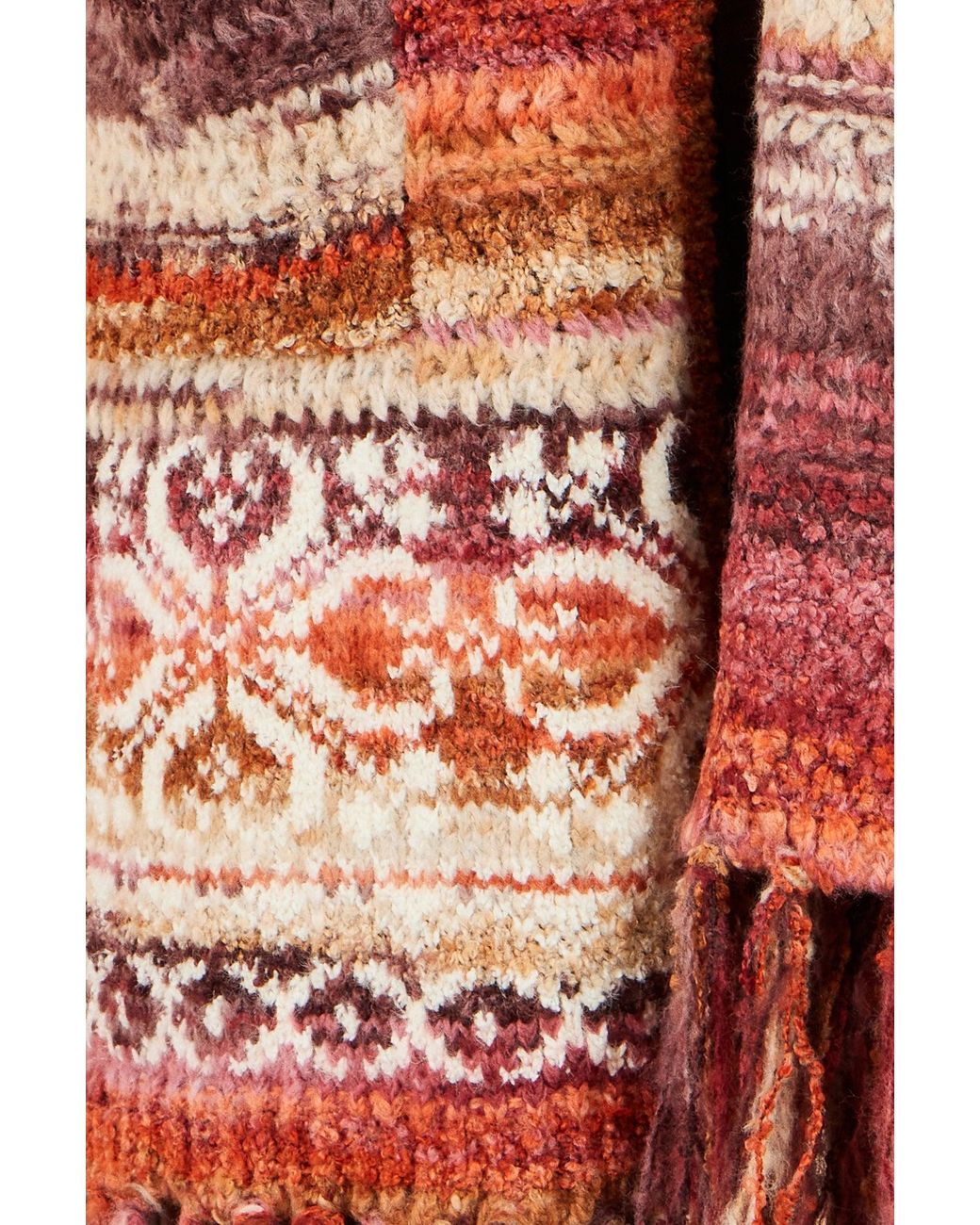 Yumi' Orange Boucle Soft Long Cardigan With Scarf