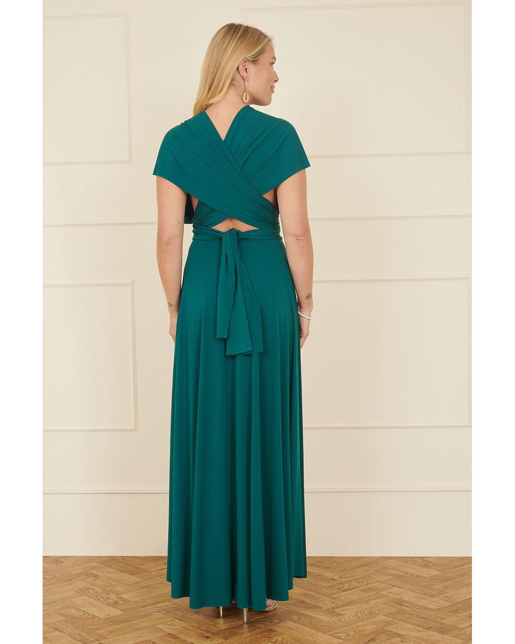 Yumi' Green Jersey Stretch Multiway Midi Dress