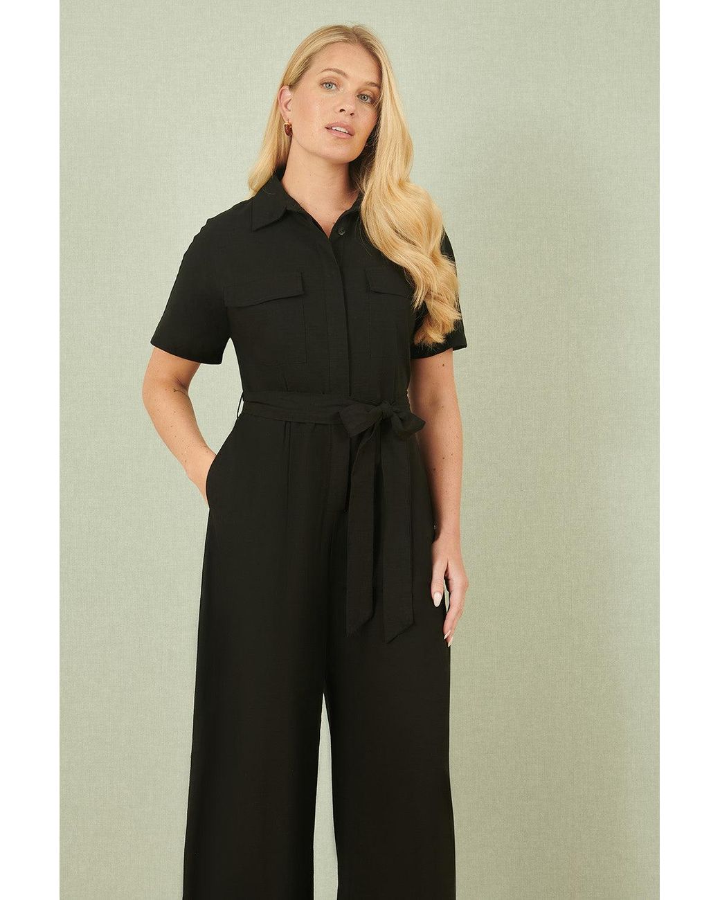 Yumi' Green Utility Relaxed Fit Jumpsuit
