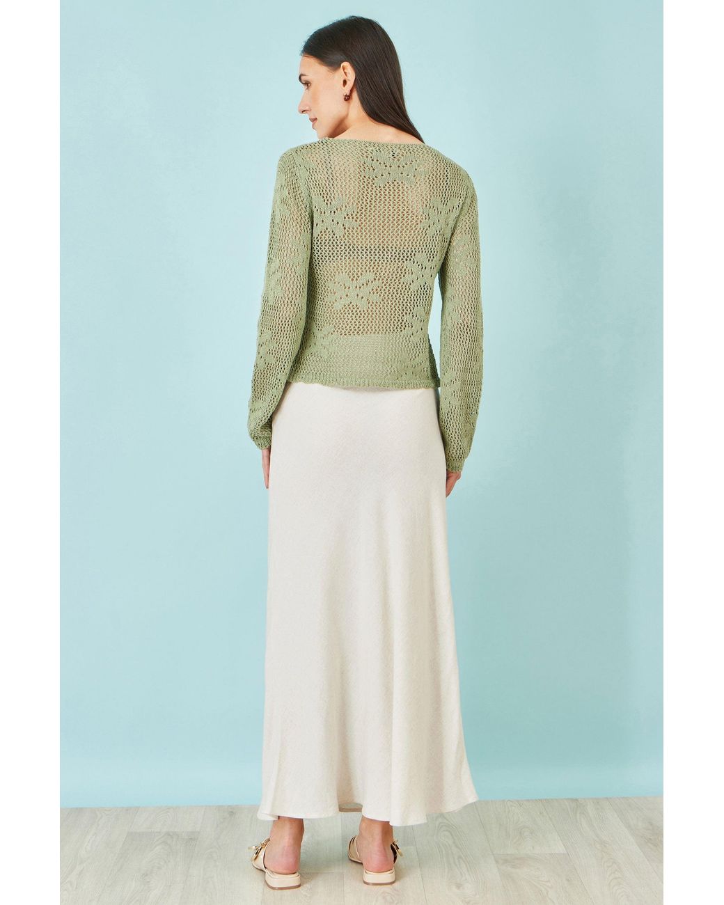 Yumi' Green Viscose Maxi Skirt