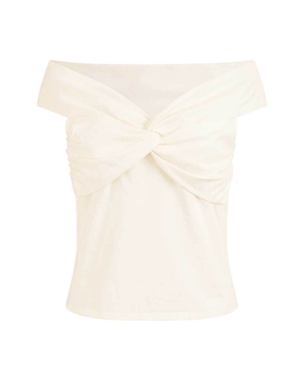 Yumi' Blue Jersey Cotton Bardot Top With Knot Detail