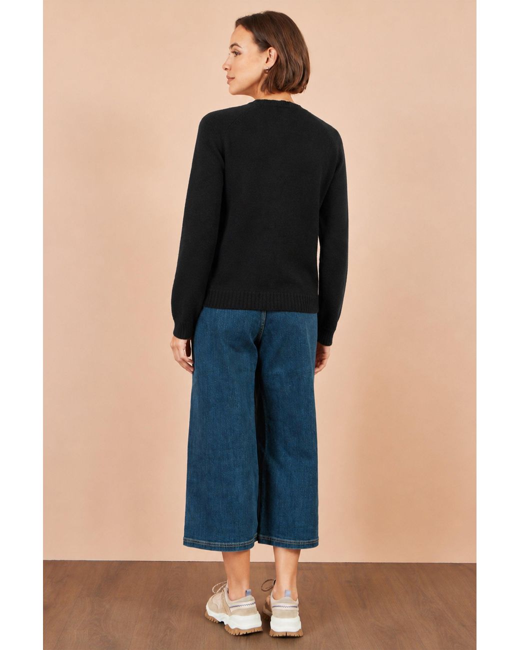 Yumi' Black Knitted Fitted Peplum Cardigan