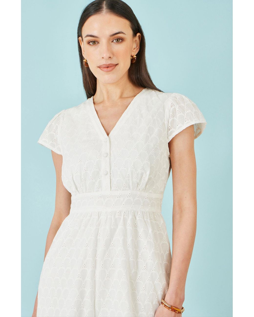 Yumi' White Cotton Broderie Anglaise Playsuit