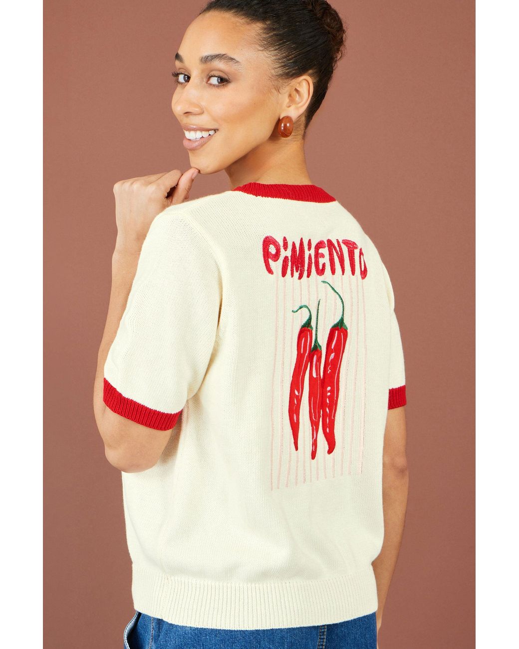 Yumi' Red Chilli Cotton Knitted Top