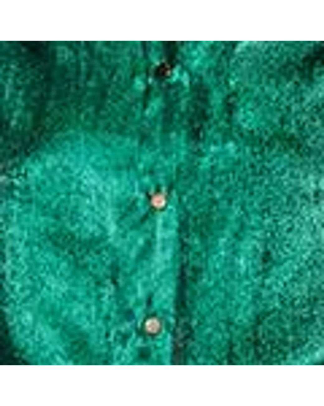 Yumi' Blue Metallic Relaxed Balloon Sleeve Shirt