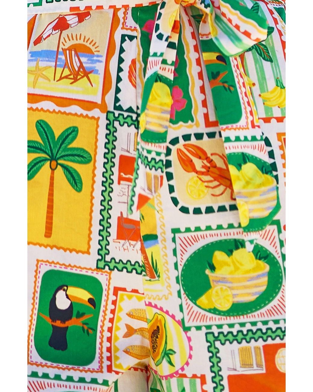 Yumi' Multicolor Multicolour Cotton Postcard Print Playsuit