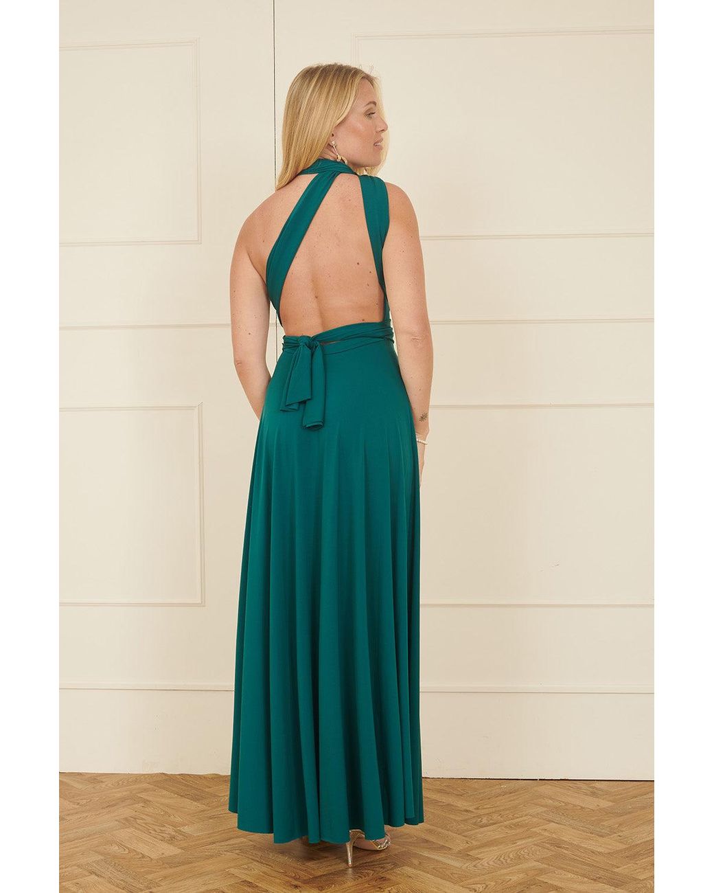 Yumi' Green Jersey Stretch Multiway Midi Dress