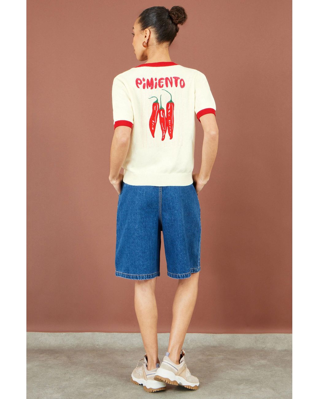 Yumi' Red Chilli Cotton Knitted Top