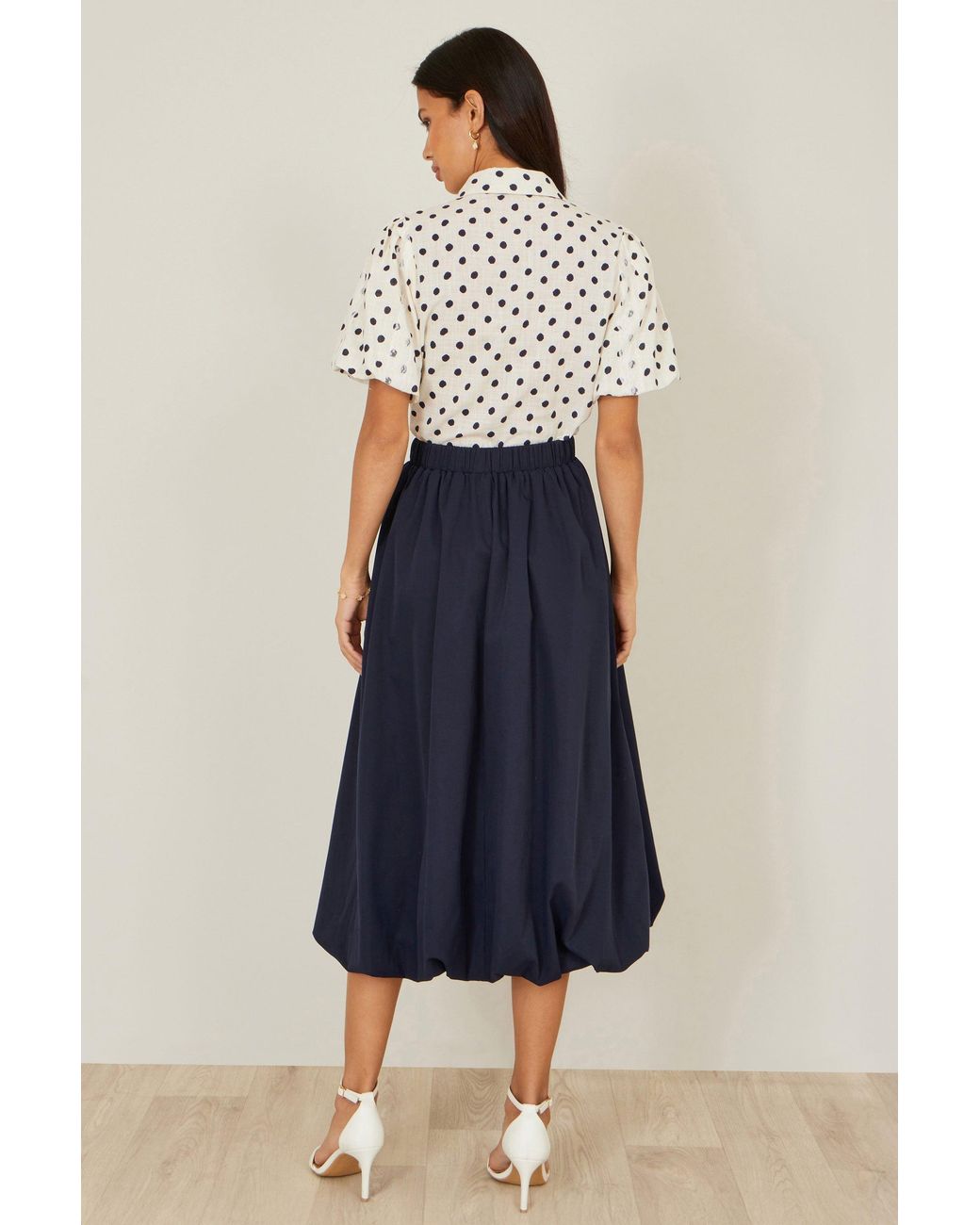 Yumi' White Polka Dot Lace Boxy Shirt
