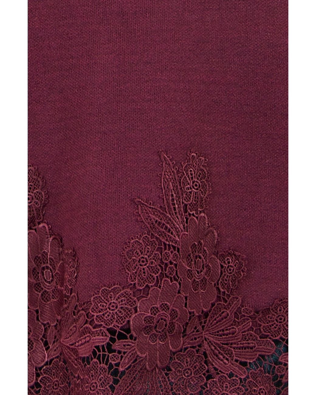 Yumi' Purple Viscose Relaxed Jumper With Lace Trim