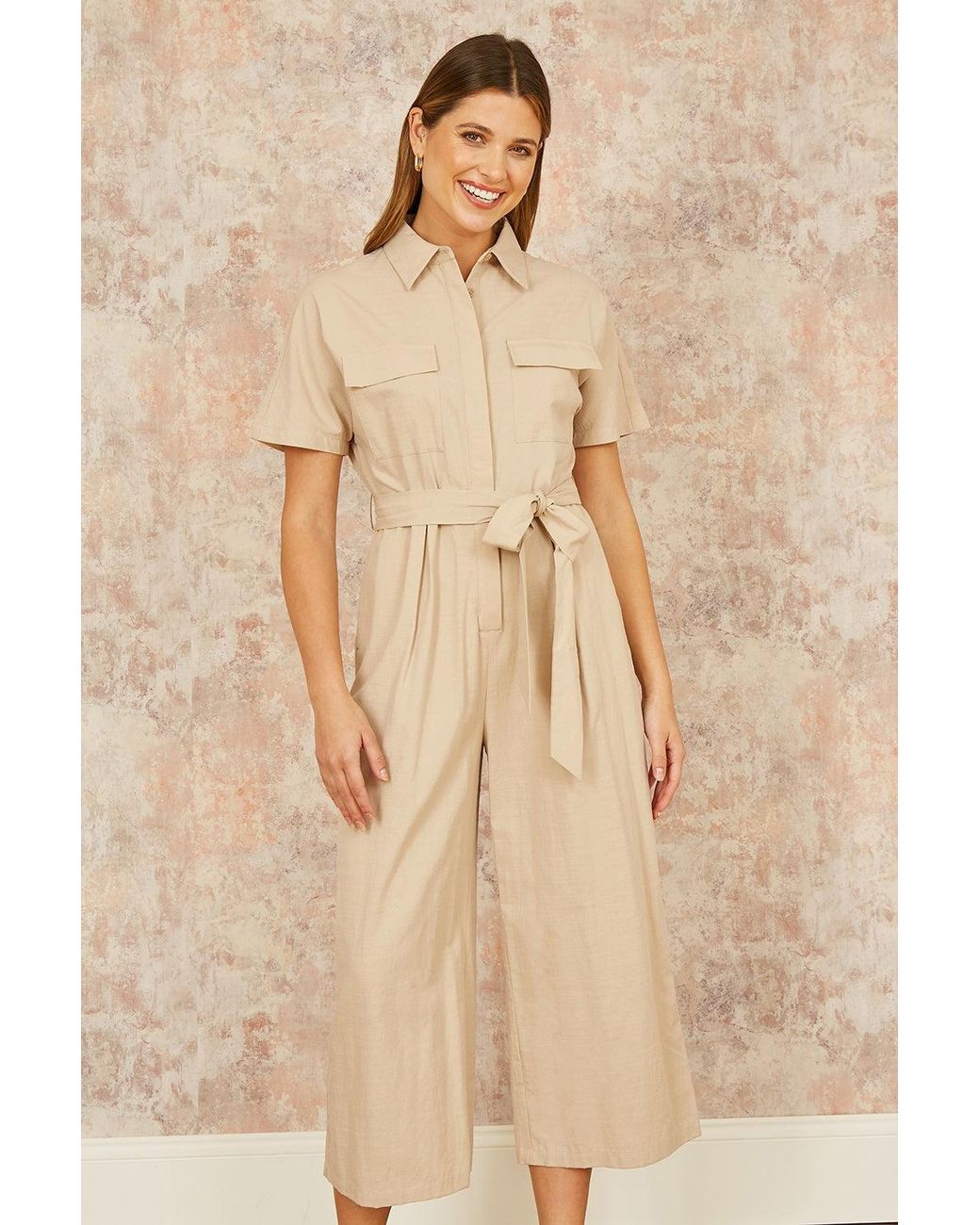 Yumi' Natural Utility Relaxed Fit Jumpsuit