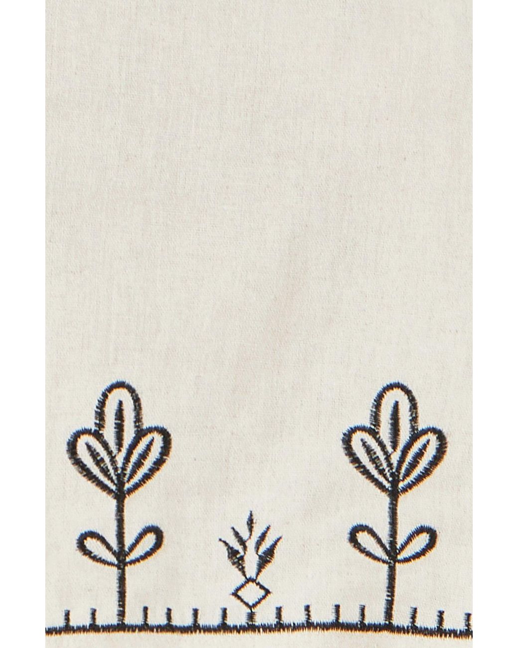 Yumi' White Linen Mix Embroirdered Top