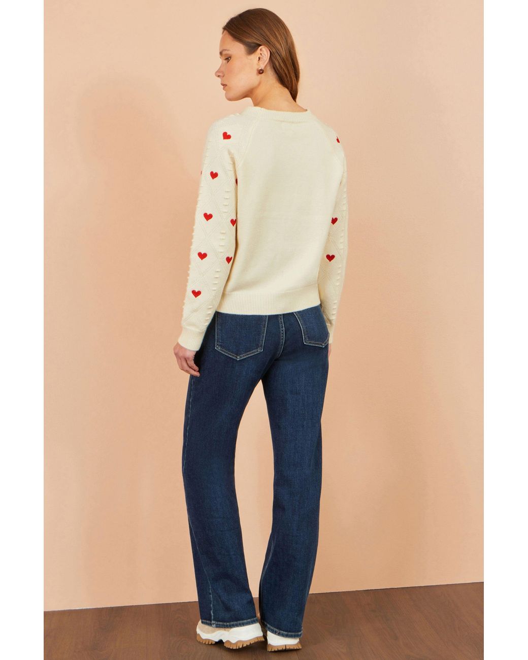 Yumi' Natural Embroidered Heart Jumper