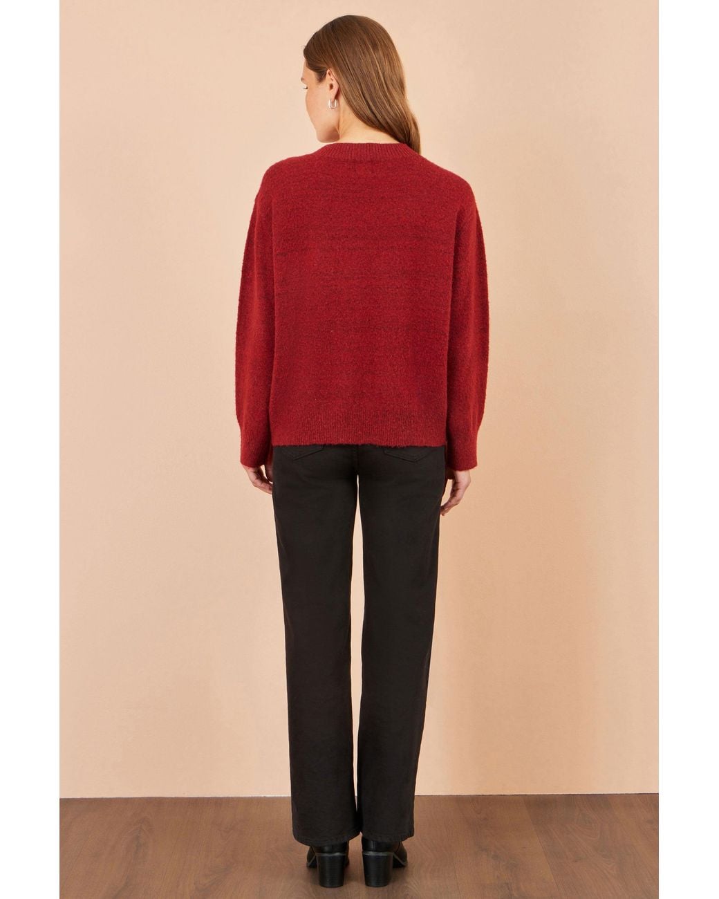 Yumi' Red Sequin Bow Relaxed Jumper