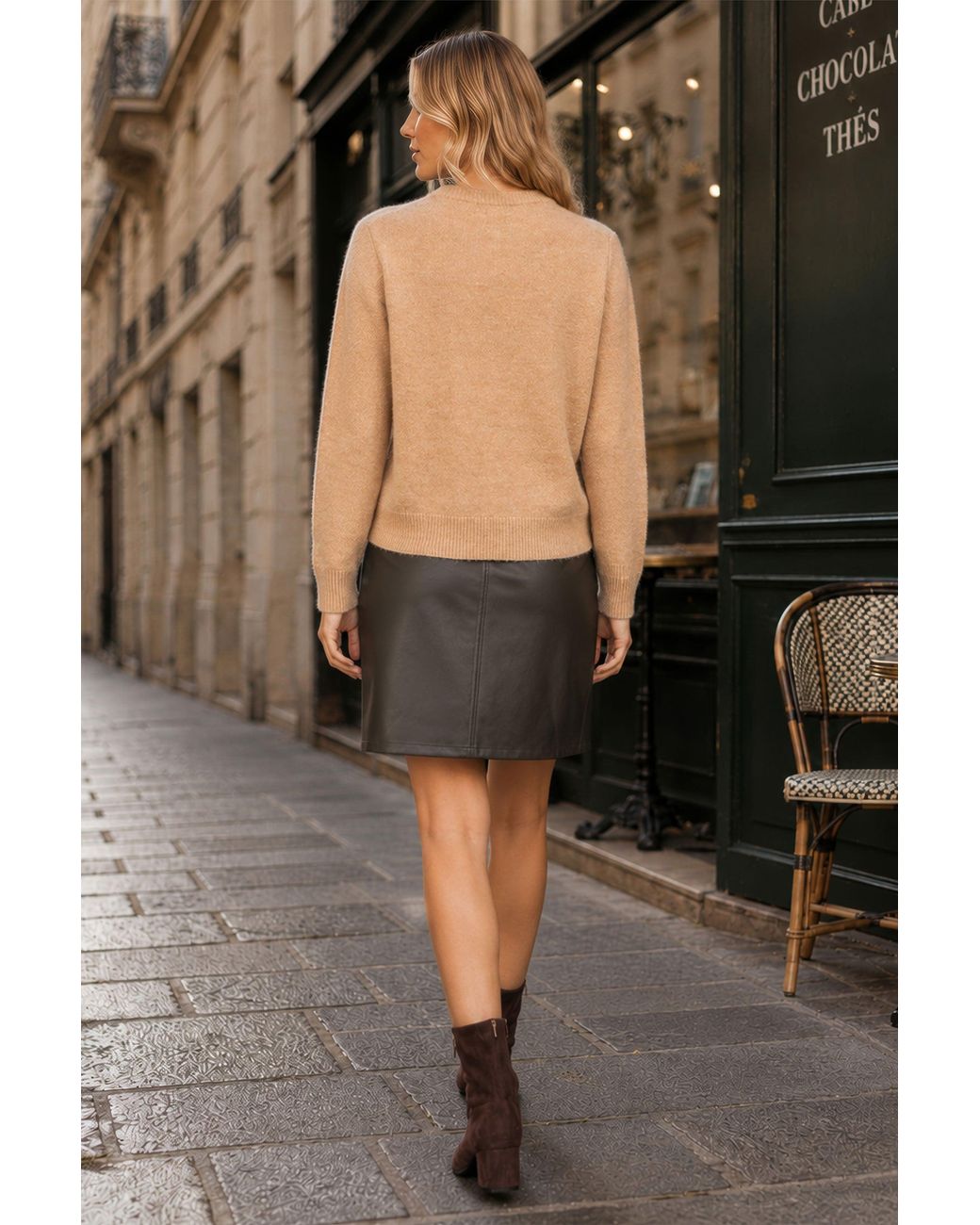 Yumi' Natural Argyll Knitted Cardigan