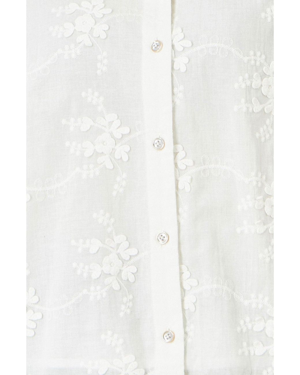 Yumi' White Cotton Flower Applique Shirt