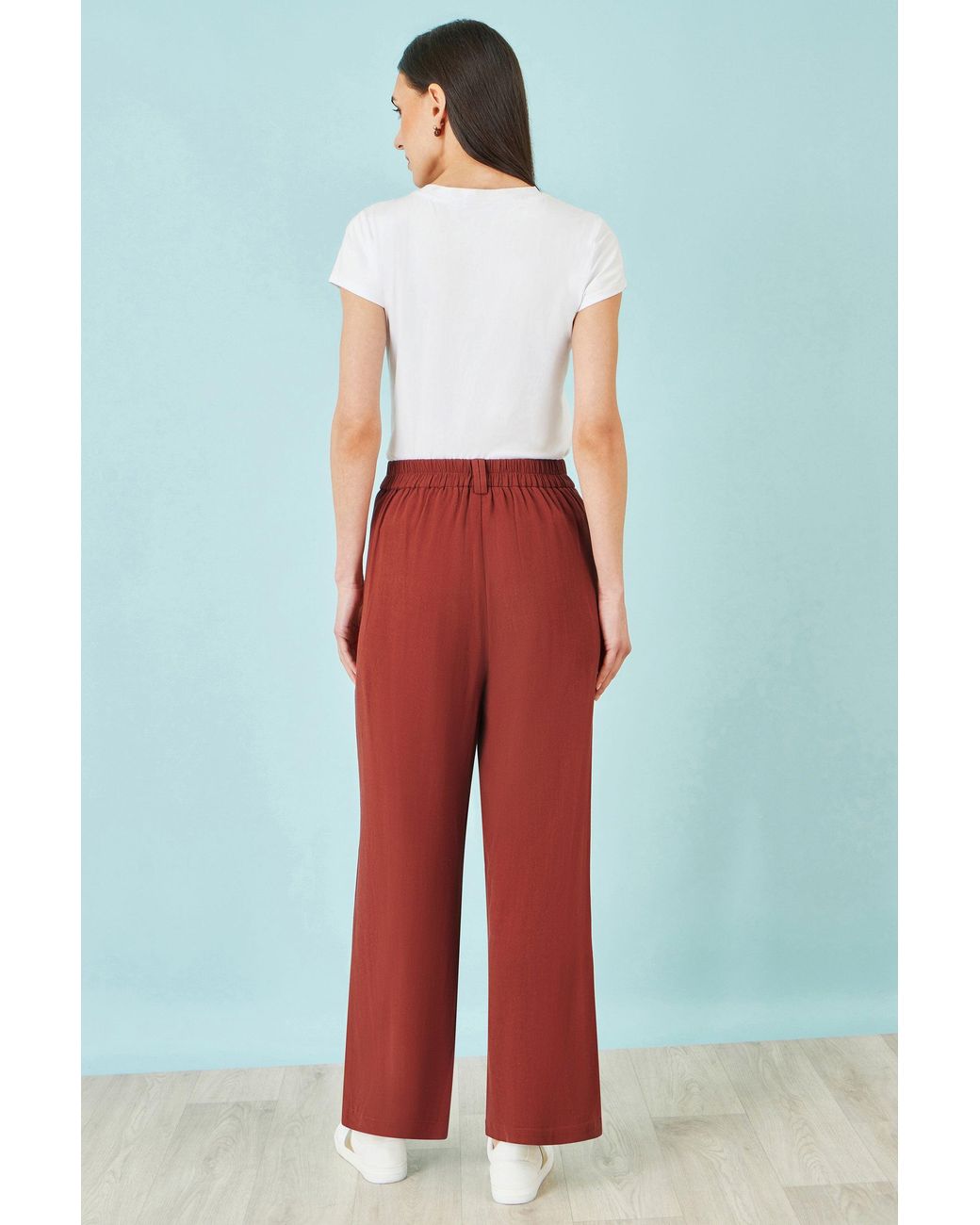 Yumi' Red Linen Mix Trousers