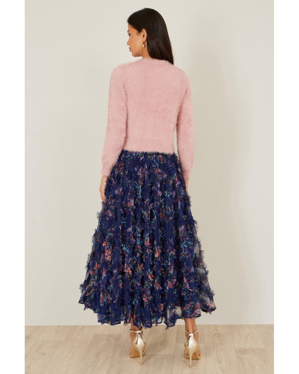 Yumi' Pink Eyelash Knit Cropped Cardigan