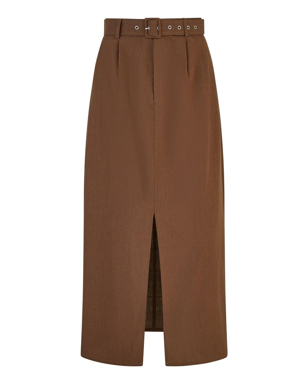 Yumi' Natural Cotton Midi Skirt With Belt And Split Hem