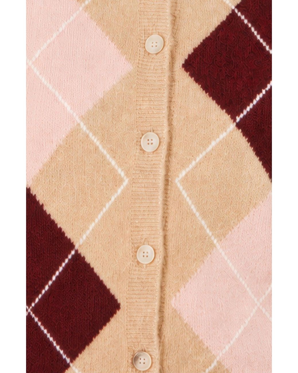 Yumi' Natural Argyll Knitted Cardigan