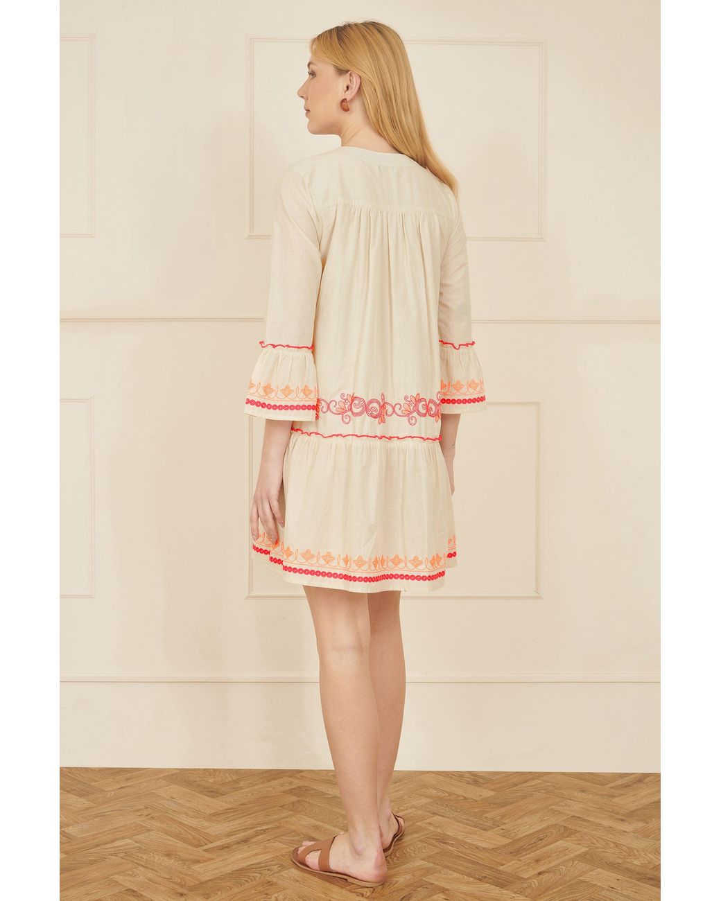 Yumi' Natural Embroidered Cotton Tunic