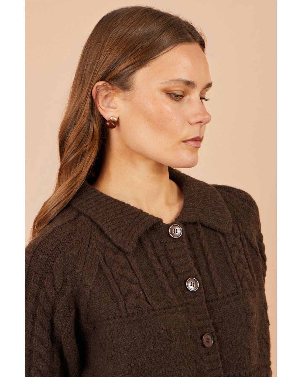 Yumi' Black Cable Knit Boxy Jacket