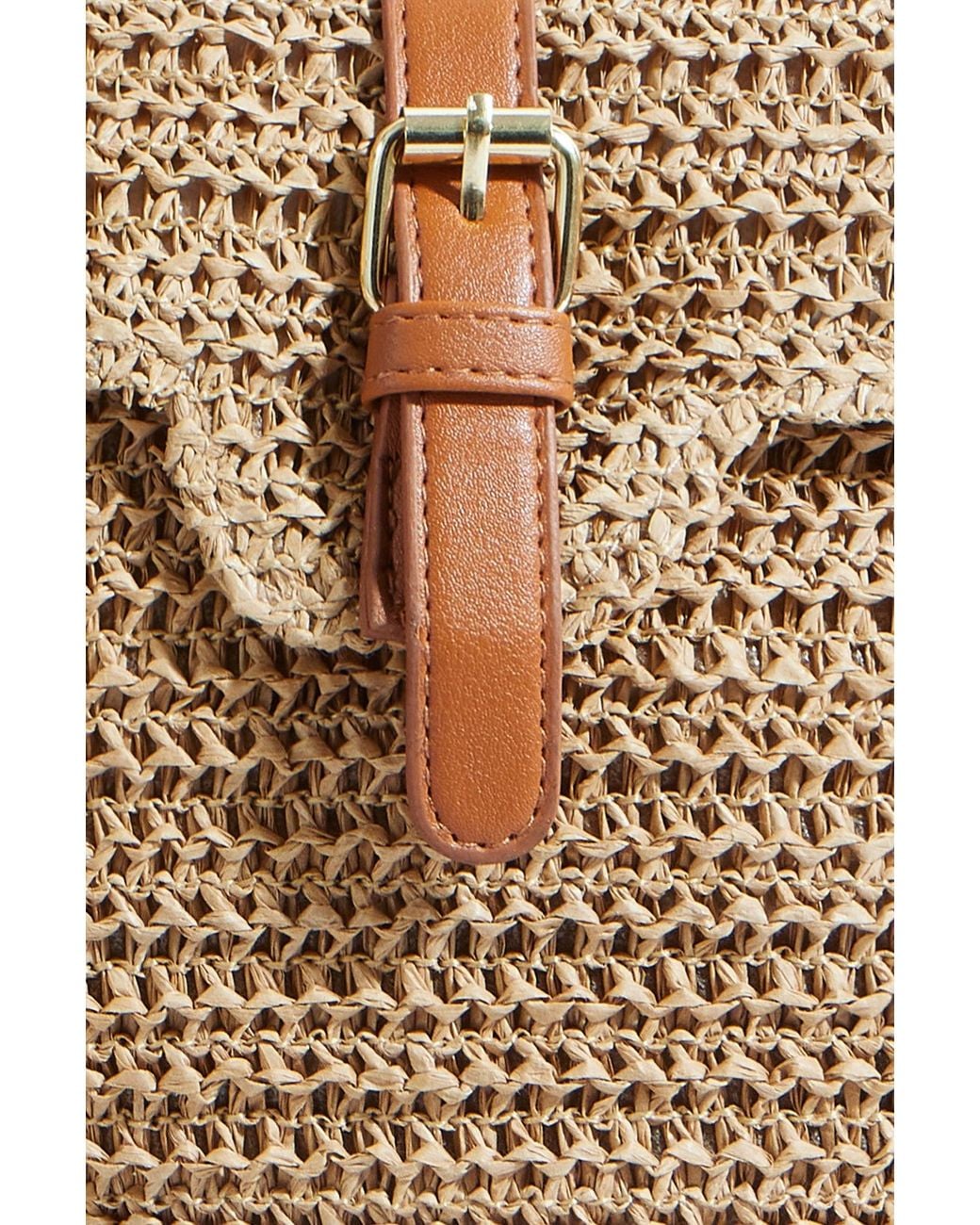 Yumi' Brown Woven Rattan Handbag With Buckle