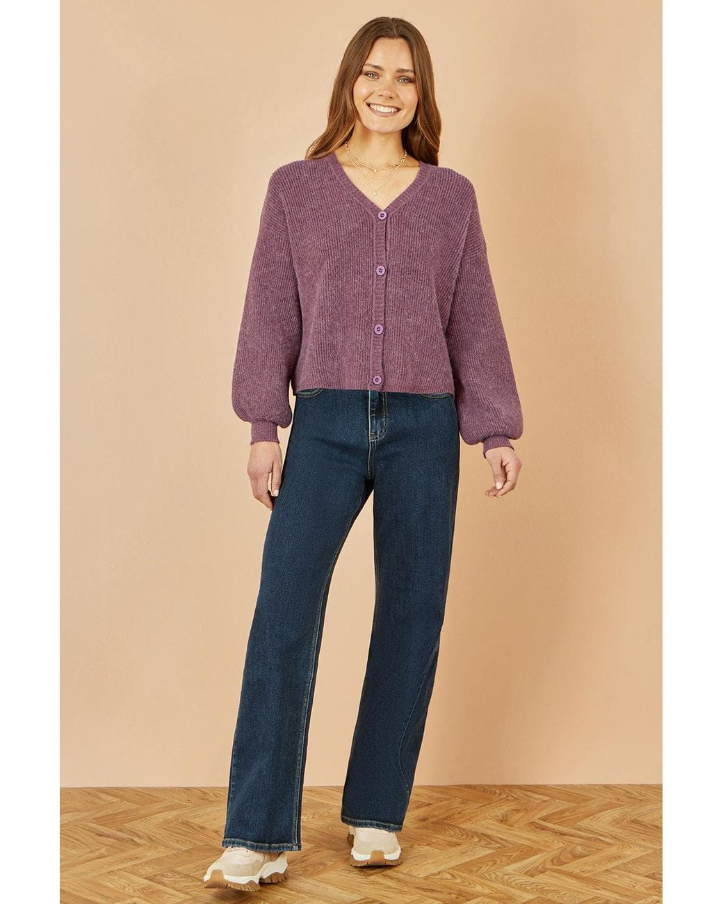 Yumi' Purple Marl Knit Cardigan