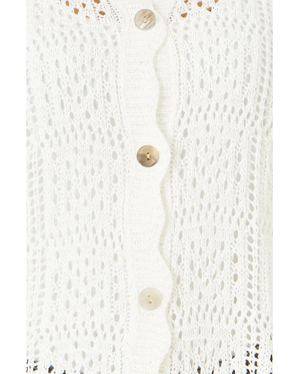 Yumi' White Crochet Short Sleeve Cardigan