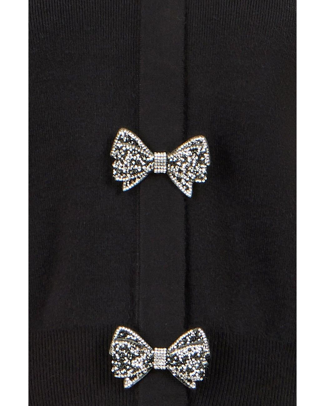 Yumi' Black Sparkle Bow Cardigan